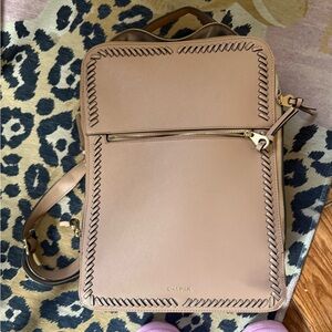 Calpak Tan Laptop Backpack with Black Stitching